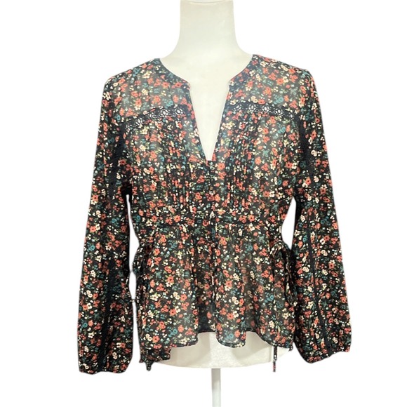 American Rag Tops - Floral Boho Country Cottagecore Blouse Large American Rag Sheer Romantic